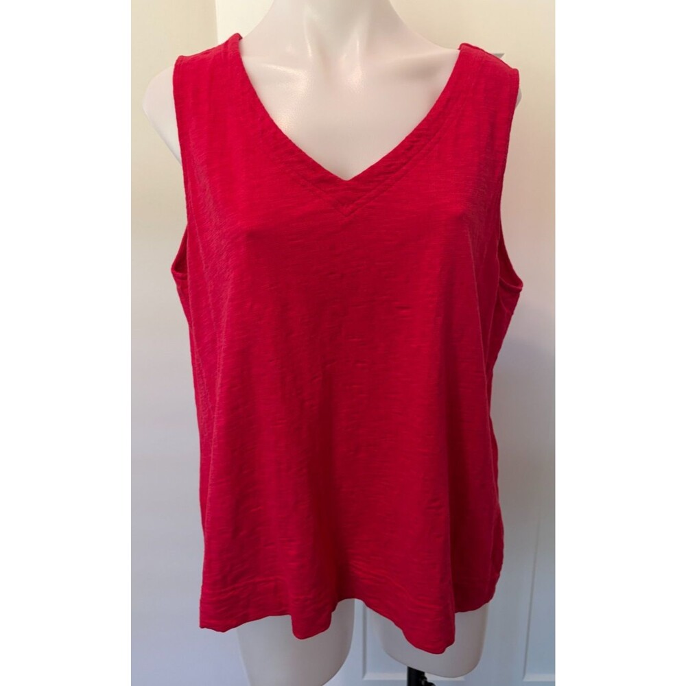 CHICOS Womens Knit TOP Sleeveless Hot Pink Ultimate Tee V-Neck Size 3 (XL)